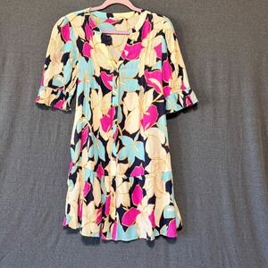 easel Floral Mini Dress in Black, Pink, Blue, Cream
